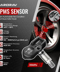315MHz Tire Pressure Monitoring Sensor 4-Pack For Toyota Cars And SUVs No Fuss TPMS Replacement Kit OE Fit 2003-2019 4Runner Camry Highlander Land Cruiser FJ Cruiser Avalon Matrix And More. 315MHz TPMS sensor on alloy wheel