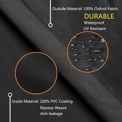 All Weather Outdoor Furniture Cover Set For 3 Piece Patio Bistro With Two Chair Covers And One Coffee Table Cover Waterproof Black material close-up