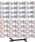 Top Shelf Chrome Fire Sprinkler Head Horizontal Sidewall Spray Kit features 20 chrome units, red protective guards, and a wrench.