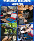 66 Piece Nut And Bolt Thread Checker With Detachable Size Finder In A Foam Storage Case, 34 Metric And 32 Standard Gauges in use.