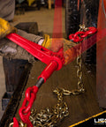 Person using Heavy Duty Two Pack 5/16 Inch Grade 70 Ratchet Load Binders Workhorse Quality With 5400 Lbs Working Load Limit on chains