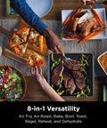 Digital Air Fry Pro Countertop Oven With Extended Height And XL Capacity For Big Meals showcasing versatility with roasted and baked dishes.
