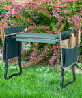 2 In 1 Garden Kneeler And Seat Foldable With Removable Tool Pockets, Ergonomic Kneeling Pad And Sturdy Stool in a garden setting