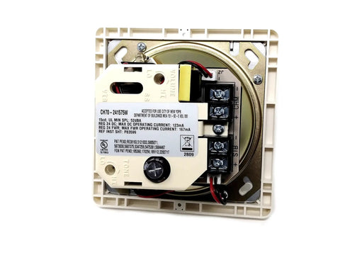 CH70 Series Heavy Duty Warning Horn And Chime Beacon Featuring Snap Tough White Housing, internal wiring and mechanical components.