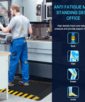 Industrial Anti Fatigue Mat For Standing Workstations, Ultra Comfy Ergonomic Floor Pad With High Density Memory Foam, 20 By 39 Inches, Yellow Border, 1 Piece in an office setting