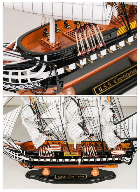 Wooden USS Constitution Model Ship 1/95 Scale Frigate Replica For Home Decor Handcrafted Basswood Hull With Hand Stitched Sails