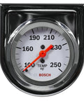 Bosch SP0F000045 Style Line 2-inch water/oil temp gauge, white dial, chrome bezel (front view)