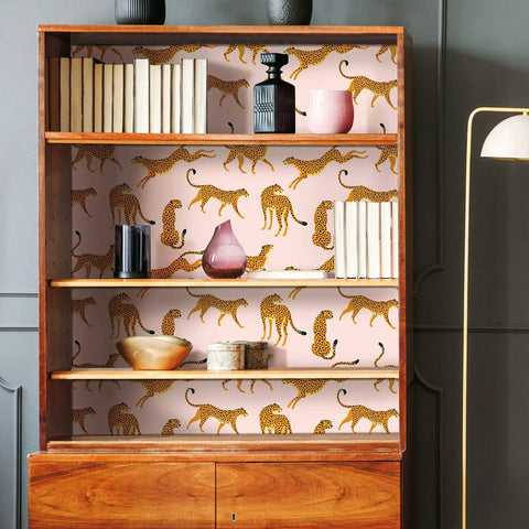 Pink And Orange Cheetah Peel And Stick Wallpaper Roll No Mess Easy To Install Eighteen Inches Wide And Eighteen Point Eight Six Feet Long 100 Percent Removable With No Sticky Residue Renters Friendly Decorative Wall Covering For Accent Walls