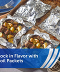 Heavy Duty Aluminum Foil Roll, 12 Inch Wide, 130 Sq Ft, Thick Foil For Grilling, Roasting, And Food Prep, with foil packet meal
