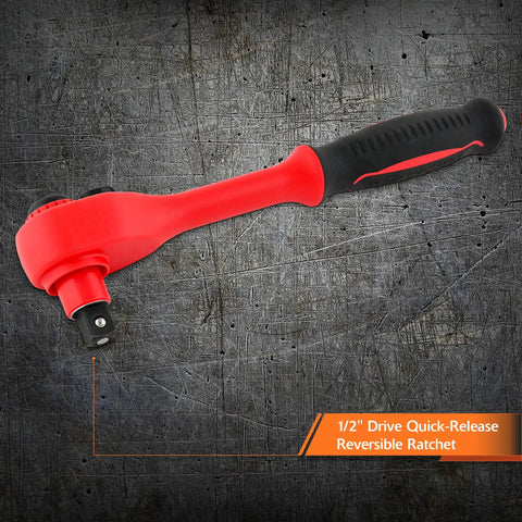 Job Site Beast 28 Piece 1000V Insulated Tool Set VDE Certified includes red 1/2" drive quick-release reversible ratchet.