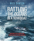 Cover of 'Rowing The Heaviest Seas A Grit Driven Ocean Odyssey From Atlantic Crossings To The North Pacific Surviving Storms Hunger And Gear Fails On Oars And Pure Will In A Real Down And Dirty Ocean Trek', depicting an ocean rowboat battling rough seas.