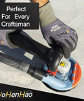 Person using Dust Shroud For Angle Grinder 4.5 To 5 Inch Kit with 2 diamond grinding cup wheels on concrete surface