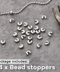 Must Have 24 Piece Bead Chain Stopper Set For 7 Mm Beads Metal Crimp Ball Stopper For Blind Control Fits Sizes 6 Or 8 Silver Finish