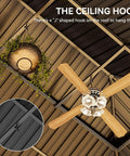 Ceiling view of a 12X20Ft Gazebo With Hard Top And Double Roof, Aluminum Frame, showing a fan and hanging decoration on hooks.