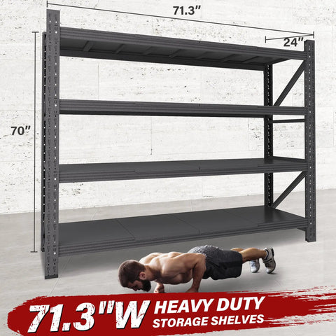 71.3 Inch Heavy Duty Garage Shelving Units With 24 Inch Deep Shelves 5000 Lbs Capacity Steel Storage Racks For Shop Warehouse Basement Industrial Grade Metal Shelves Wide Uprights And Beams For Ultra Sturdy Organization