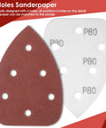 Heavy Duty Mouse Sander Replacement Pad With 30 Hook And Loop Sandpaper Sheets In 40 To 240 Grit showing 6 holes design for effective dust removal.