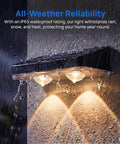 Heavy Duty Solar Wall Lights Outdoor Waterproof For Fence Or Mailbox Or Address Sign Offering Three Light Modes With Warm Daylight And Cool White Colors Using Wide Angle Focus Lens Delivering Kickass Yard Illumination in rain