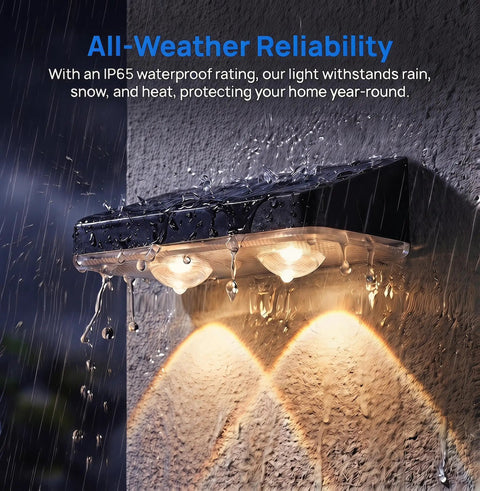 Heavy Duty Solar Wall Lights Outdoor Waterproof For Fence Or Mailbox Or Address Sign Offering Three Light Modes With Warm Daylight And Cool White Colors Using Wide Angle Focus Lens Delivering Kickass Yard Illumination in rain