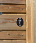 Long Throw Gate Lock For Sheds And Fences With Euro Profile Keyed Both Sides, 316 Stainless Steel Black Finish, installed on a wooden gate