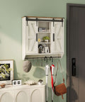 Farmhouse Style Medicine Cabinet With 2 Sliding Barn Doors, 3 Tier Rustic Wood Wall Storage, Adjustable Shelves And Towel Bar