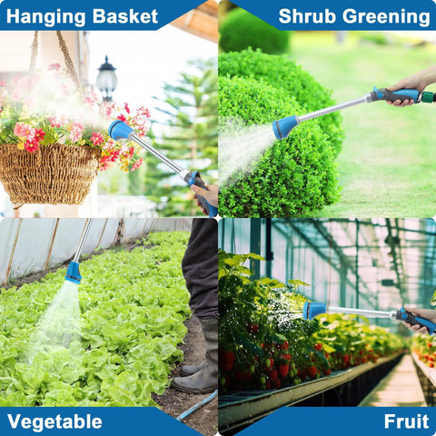 Heavy Duty 18 Inch Metal Watering Wand For Garden Hose With Thumb Control And 8 Spray Patterns used on plants