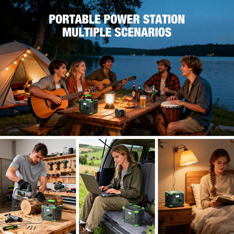Beefy Portable Power Station 330W Solar Generator used in camping, woodworking, travel, and home for versatile power needs.