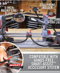 One-Hand Clamp Gun Workstation with non-marring yokes, leveling knob, and accessories for secure firearm maintenance setup.