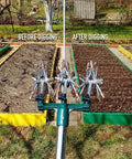 63 Inch Long Handle Rotary Tiller For Easy Gardening Adjustable From 25 To 63 Inches Aluminum Detachable Tines in garden before and after use