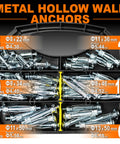 Heavy Duty Hollow Wall Anchors Kit For Drywall Multi Size Screw Set 68 Piece Assortment With Zinc Plated Steel Bolts in case