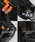 Close-up of 90L Large Mesh Duffle Bag for Scuba Gear, showing travel zippers, compartments, and durable panels.