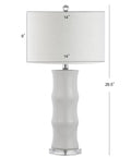 26.5 Inch White Ceramic Table Lamp With Linen Drum Shade And Bamboo Design For Living Room Or Bedroom Nightstand Modern Bedside Light With LED Included ETL Listed Stylish Home Decor