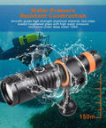 Lit Underwater Video Light 1200 Lumens 6500K With 120 Degree Wide Beam IP68 Waterproof To 150m Dual Modes ZJ18 Ball Joint displayed underwater