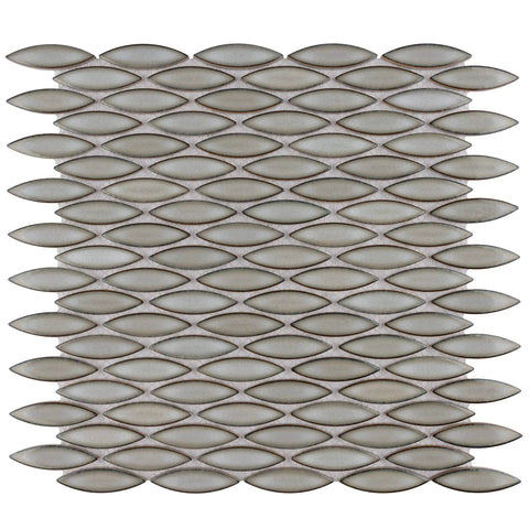 Linen Grey Porcelain Mosaic Tile 12 By 12.5 Inch For Floor And Wall Glazed Smooth Finish With High Sheen Mesh Mounted Mosaic Sheets
