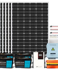 Kick Back And Power Your Whole Spot With This Solid Plug And Play Off Grid Solar Kit Featuring Six 350 Watt Panels and accessories.