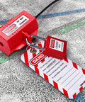 Three Pack Plug Lockout Device For Lockout Tagout 110 And 220 Volt Polypropylene Power Cord Lockout With Two Locking Holes