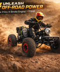 Person riding 212cc 4 Stroke Off Road Go Kart With CVT Automatic Transmission Hydraulic Disc Brakes on rocky terrain