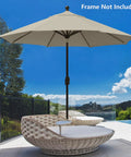 9 Foot Replacement Canopy for 8 Rib Market Patio Umbrella Beige Canopy Only by poolside, frame not included