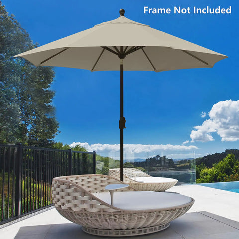 9 Foot Replacement Canopy for 8 Rib Market Patio Umbrella Beige Canopy Only by poolside, frame not included