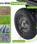 Heavy Duty 600Lb Dump Cart For Farm And Garden Tow Behind Utility Trailer with 15in all terrain tire detail