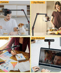 Overhead Camera Mount Desk Stand With 3 Section Detachable Arm And 360 Degree Ball Head used for camera, phone, light, webcam.