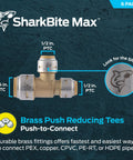Reducing Slip Tee Three Quarter Inch To One Half Inch And One Half Inch Brass Push To Connect Plumbing Fitting Pack Of Six