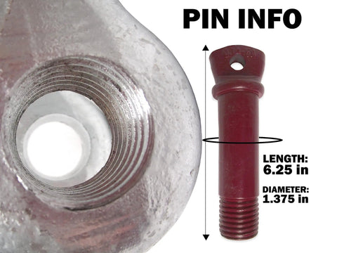 Professional Grade Screw Pin Anchor Shackle showing pin info: 6.25 in length, 1.375 in diameter for heavy towing.