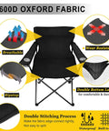 Heavy Duty Portable Camping Chair For Adults With Cup Holder Carry Bag featuring 600D Oxford fabric and double stitching.