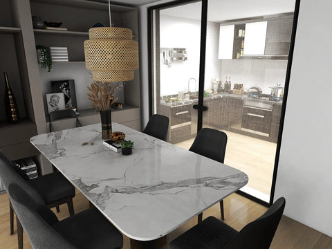 Handwoven Bamboo Pendant Light With Battery And Remote, Natural Rattan Hanging Lamp in modern dining area, dimmable lighting