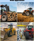 Clamp On Debris Forks For 48 Inch Bucket 2500 Lbs Heavy Duty Pallet Forks With 5 Tines For Tractor Loader And Skid Steer Attachments Built Tough To Take Rough Jobs And Maximize Material Handling Efficiency, shown with tractors and loaders in diverse applications