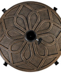 Heavy Duty Round Umbrella Base With Four Lockable Wheels And Two Knobs Antiqued Bronze Outdoor Stand For 20 Inch Market Patio Umbrellas Perfect For Garden Yard Or Patio Keeps Your Umbrella Steady And Easy To Move