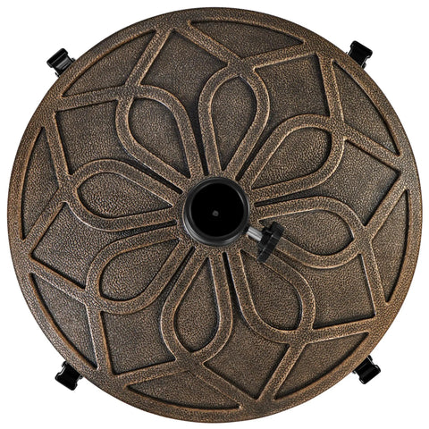 Heavy Duty Round Umbrella Base With Four Lockable Wheels And Two Knobs Antiqued Bronze Outdoor Stand For 20 Inch Market Patio Umbrellas Perfect For Garden Yard Or Patio Keeps Your Umbrella Steady And Easy To Move