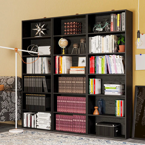 Sturdy Six Tier Floor Bookcase Standing About 70 Inches Tall With Solid Build And Tipover Resistant Design Holds 22 Lb Per Shelf