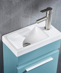 Compact 16 Inch Floating Bathroom Vanity With White Ceramic Vessel Sink Blue MDF Storage Cabinet Modern Minimalist Design Easy Clean Surface Humidity Resistant Wall Mounted Vanity And Sink Combo Space Saver No Fuss Setup