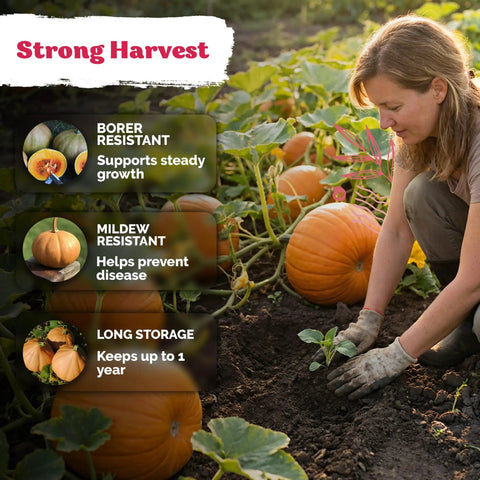 Seminole Heirloom Pumpkin Seeds For Planting Cucurbita Moschata Non GMO Organic Garden Seeds For Indoor Outdoor Growing With High Germination Up To 90 Percent And Easy Sow One Half Inch Deep For Mini Pumpkin Harvest